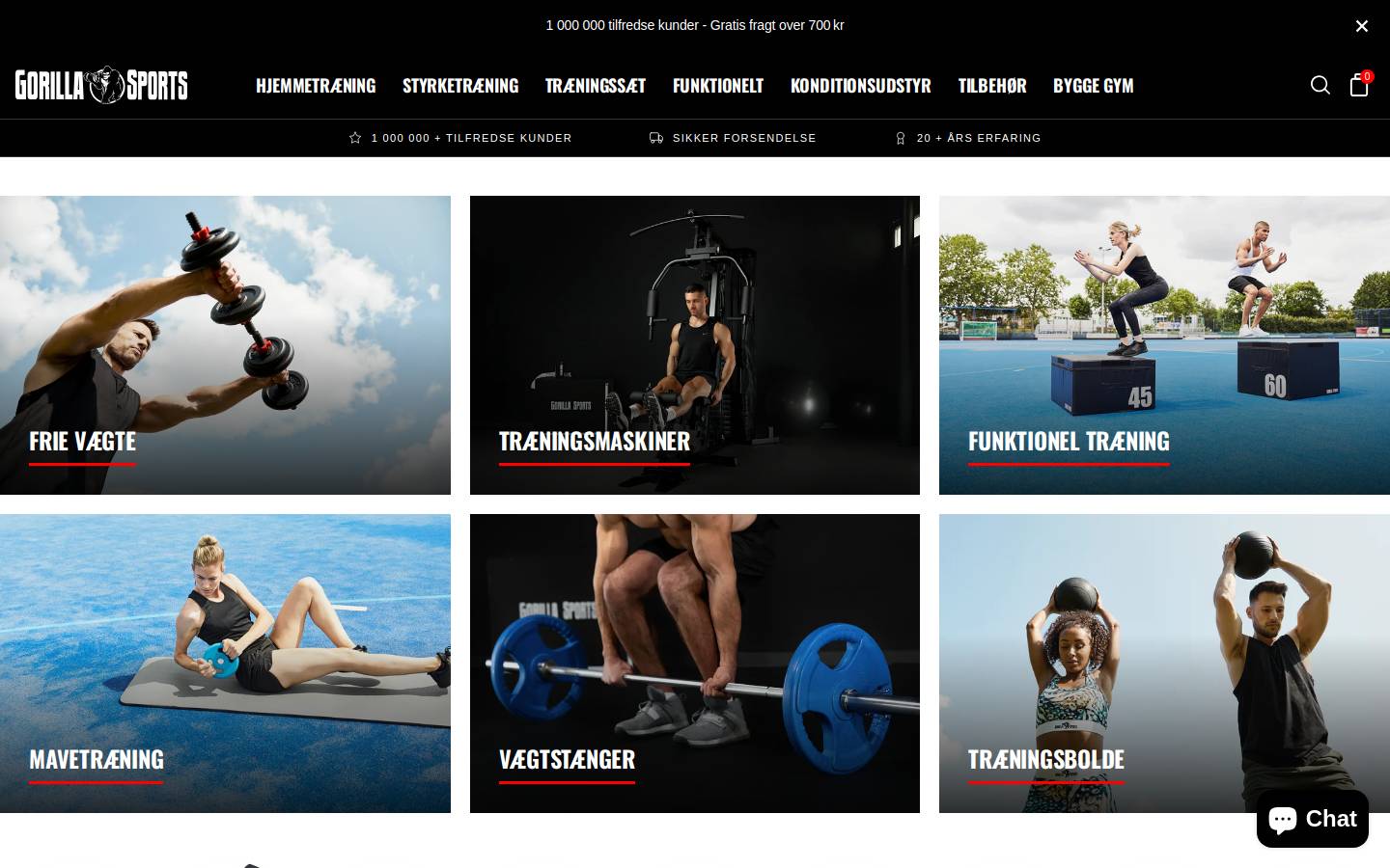 Gorilla Sports Danmark homepage screenshot