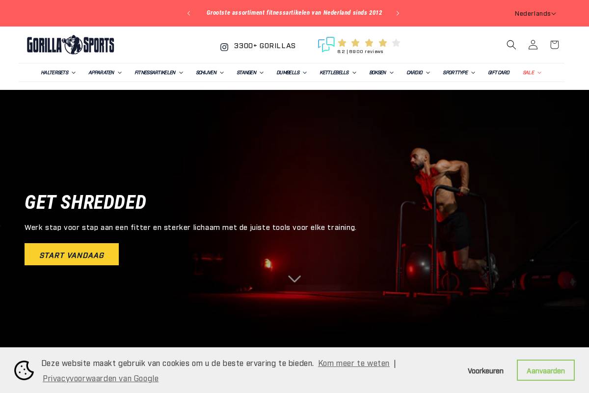 GorillaSports.nl homepage screenshot