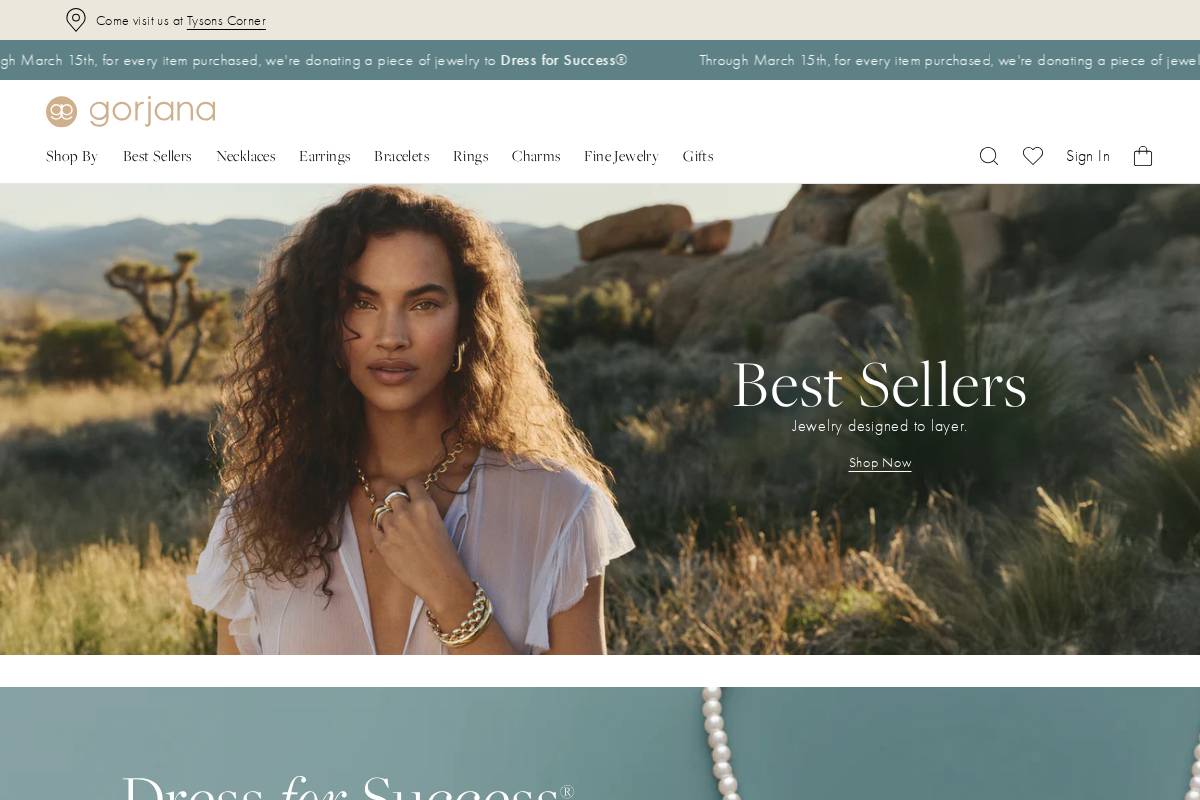 gorjana homepage screenshot