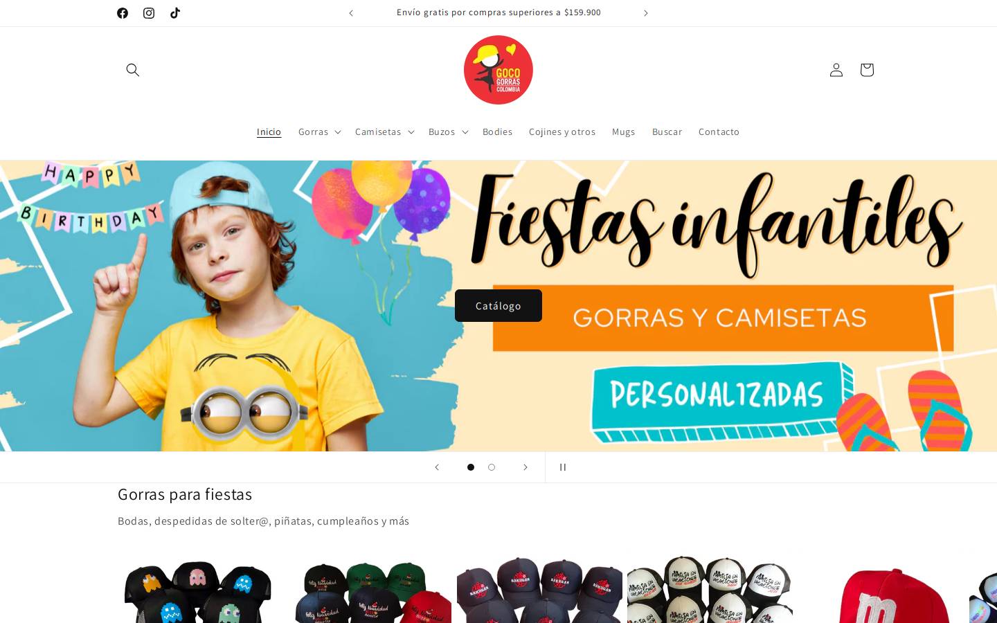 gorrascolombia.com homepage screenshot