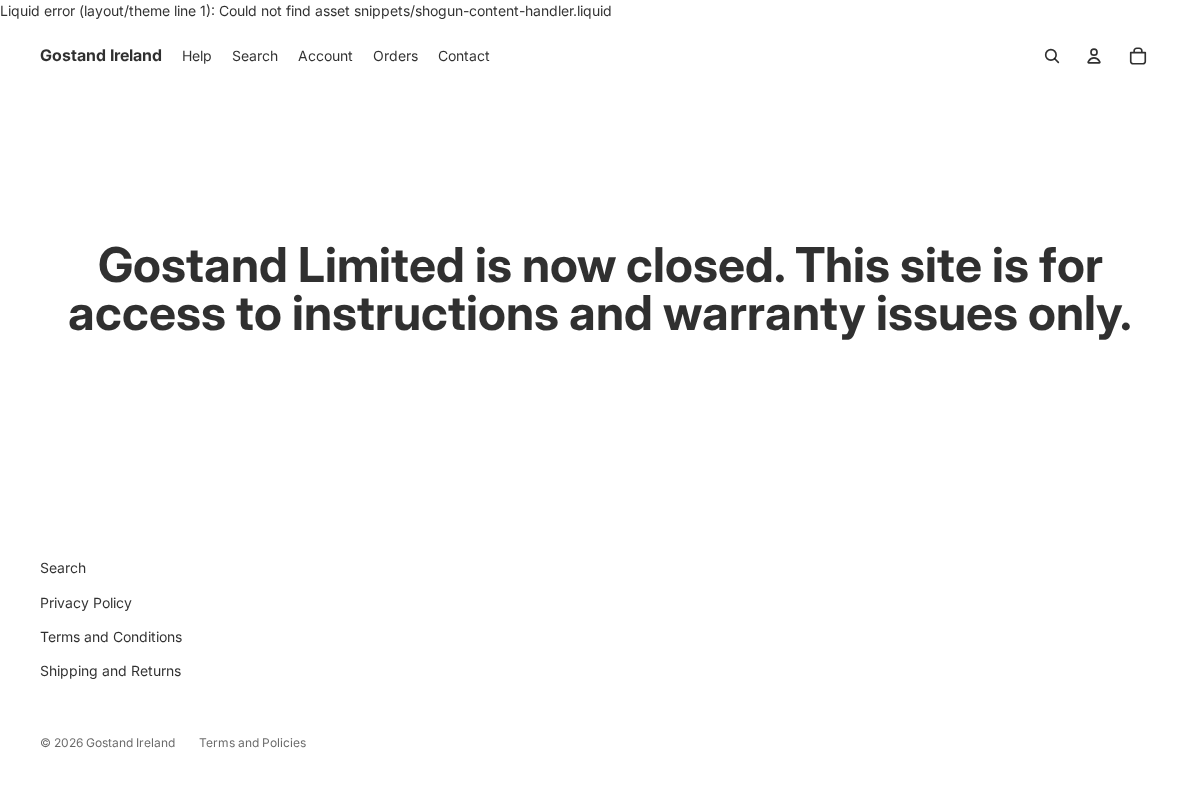 Gostand homepage screenshot