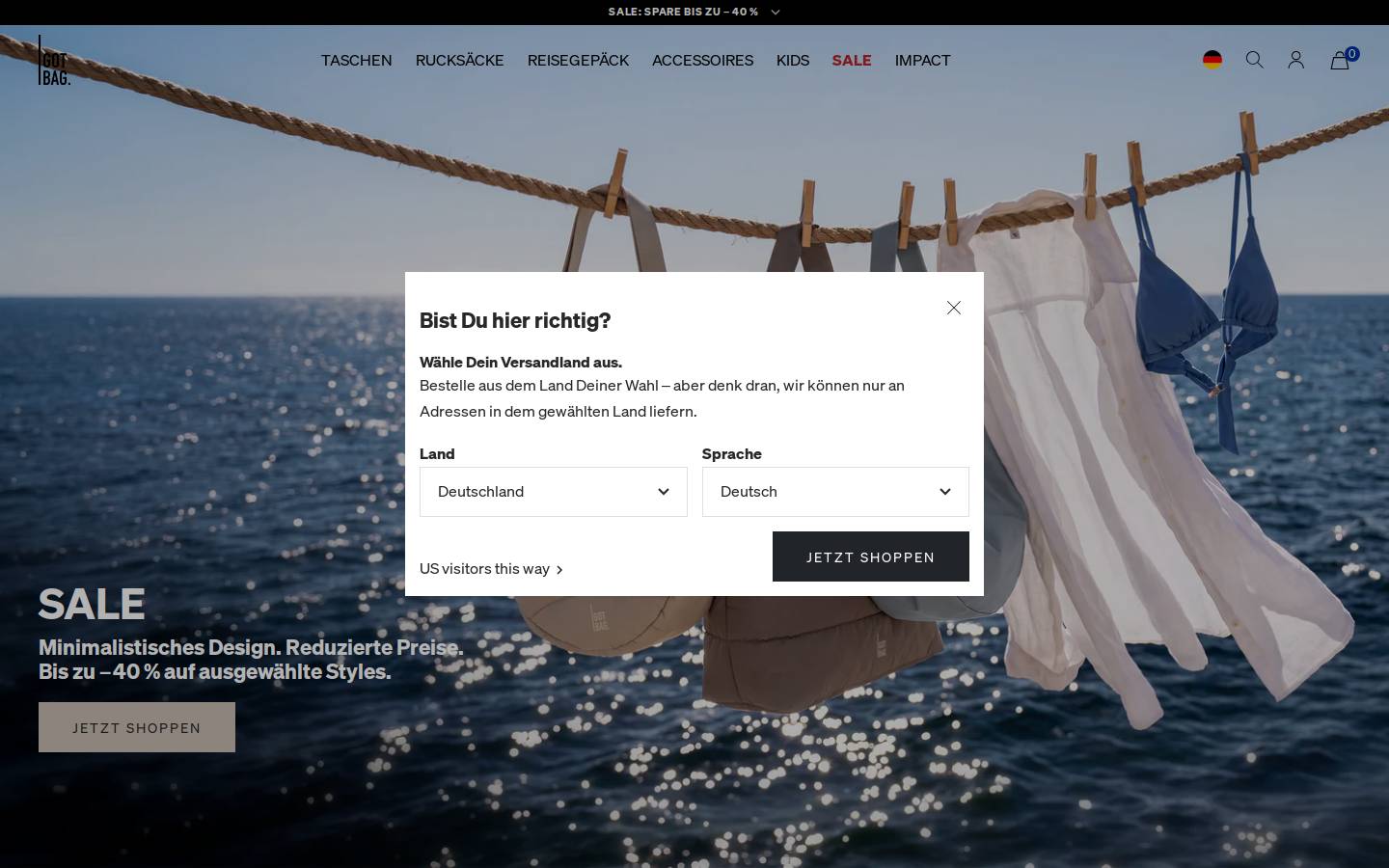 GOT BAG homepage screenshot