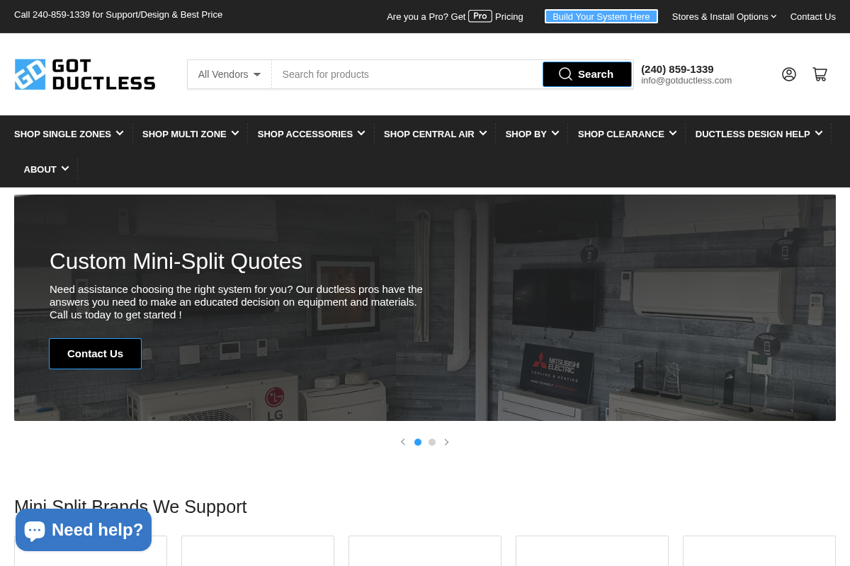 Gotductless homepage screenshot