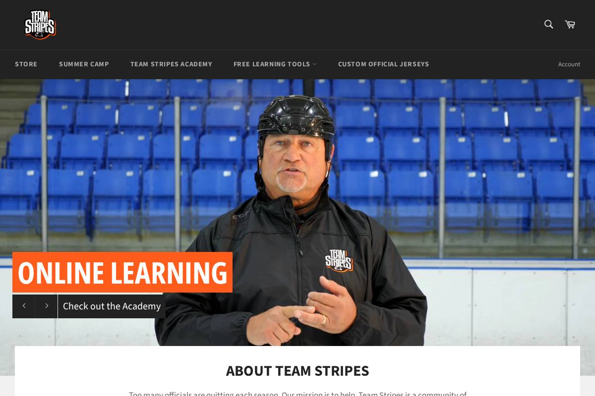 goteamstripes.com homepage screenshot