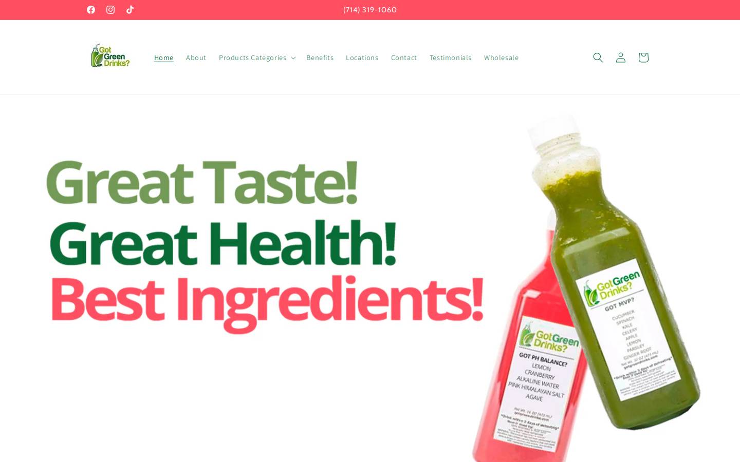 gotgreendrinks.com homepage screenshot