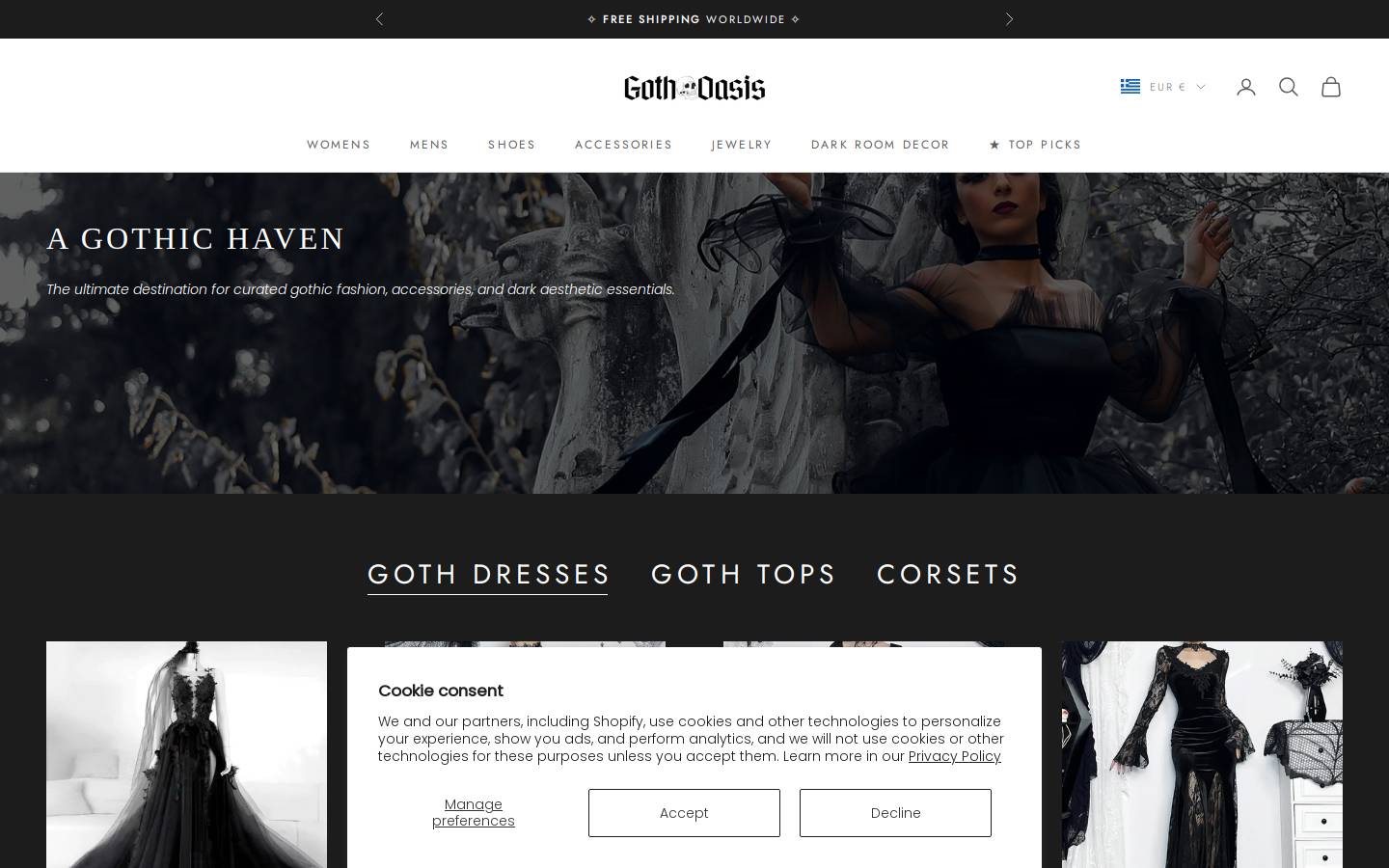 gothoasis.com homepage screenshot