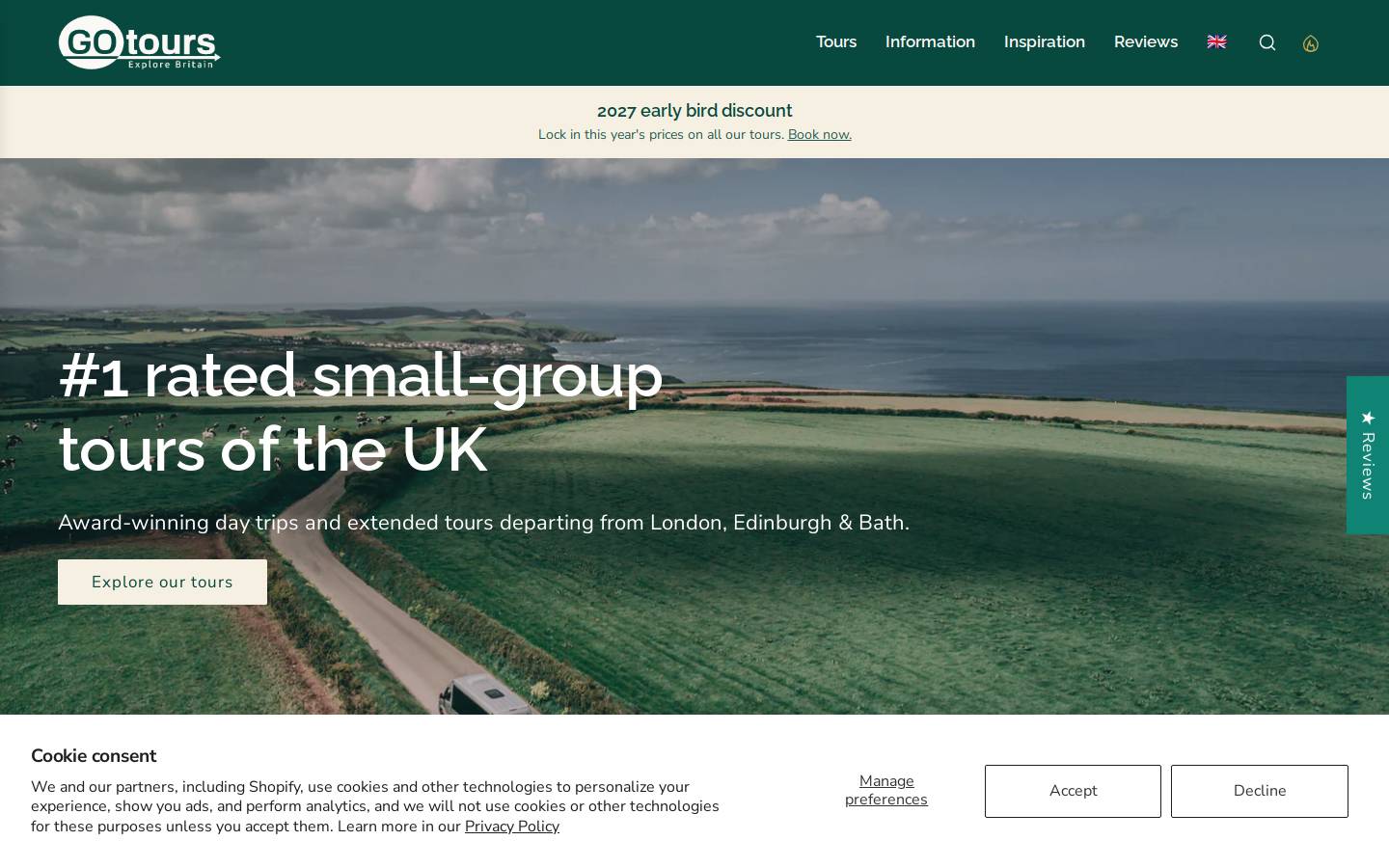 gotoursuk.com homepage screenshot