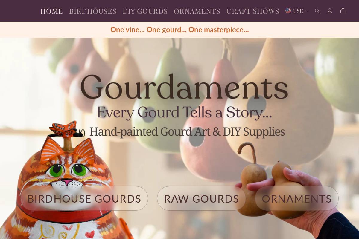 gourdaments.us homepage screenshot