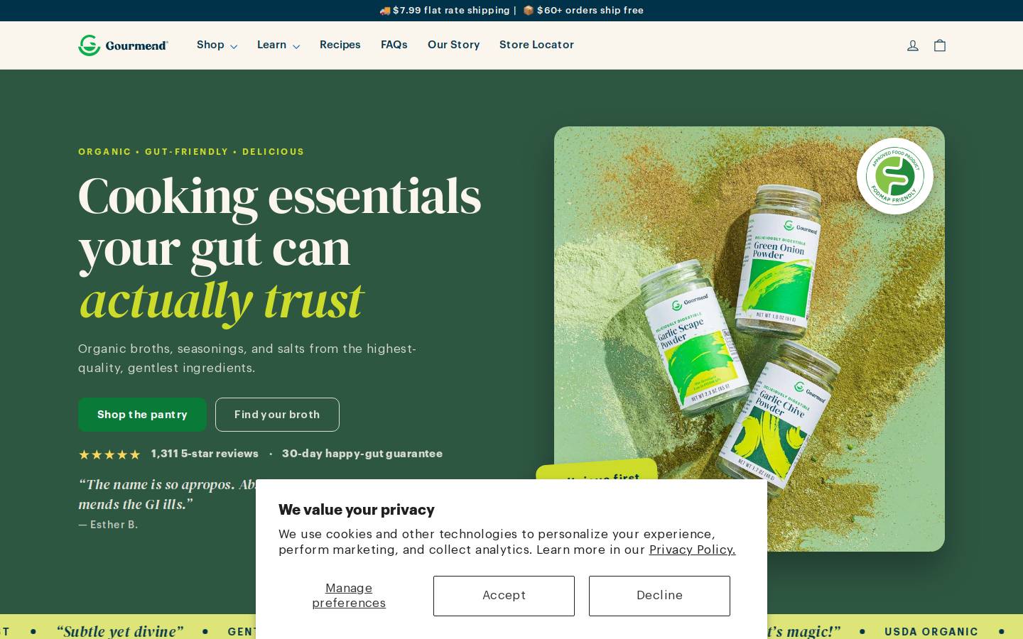 gourmendfoods.com homepage screenshot