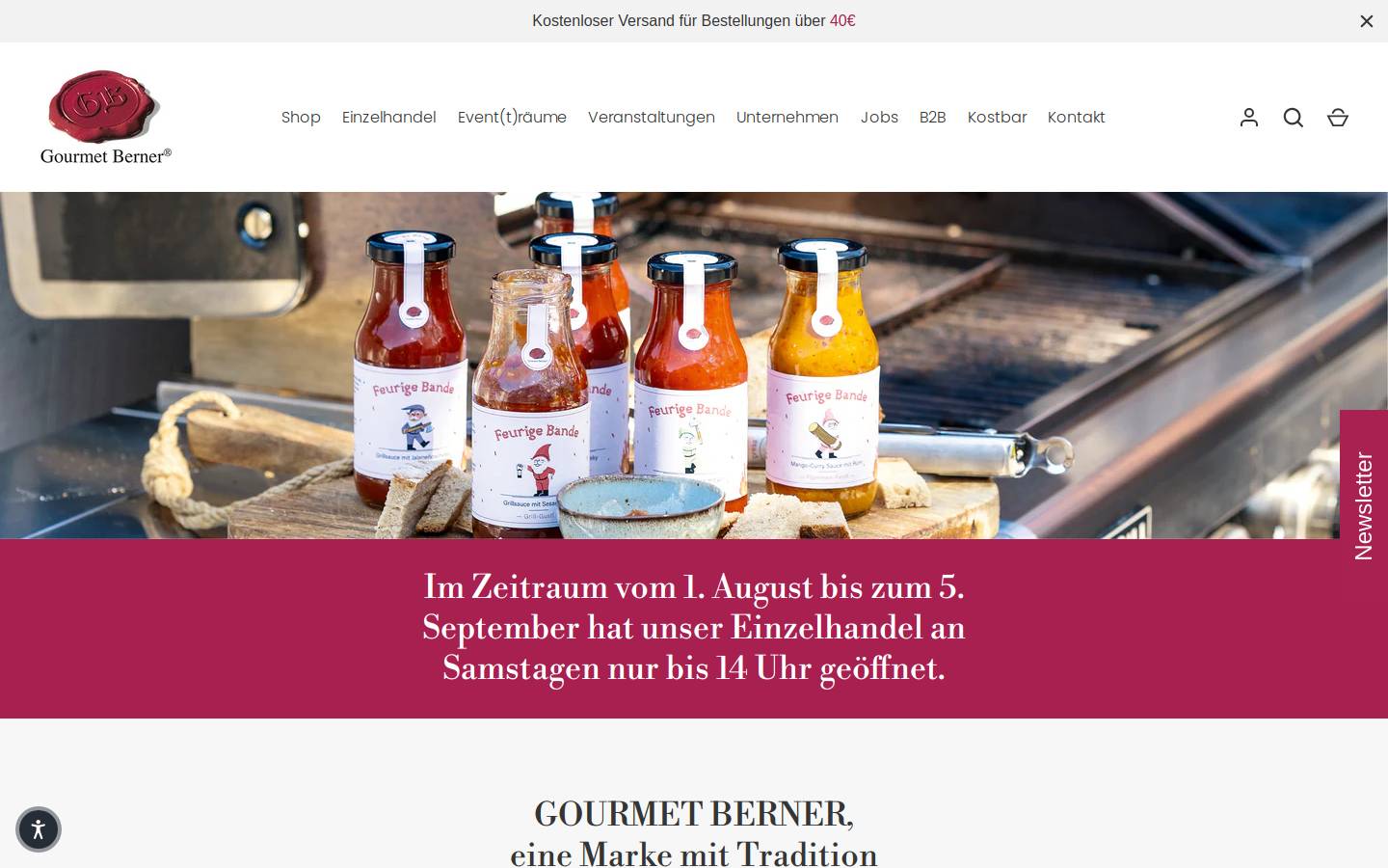 gourmetberner.de homepage screenshot