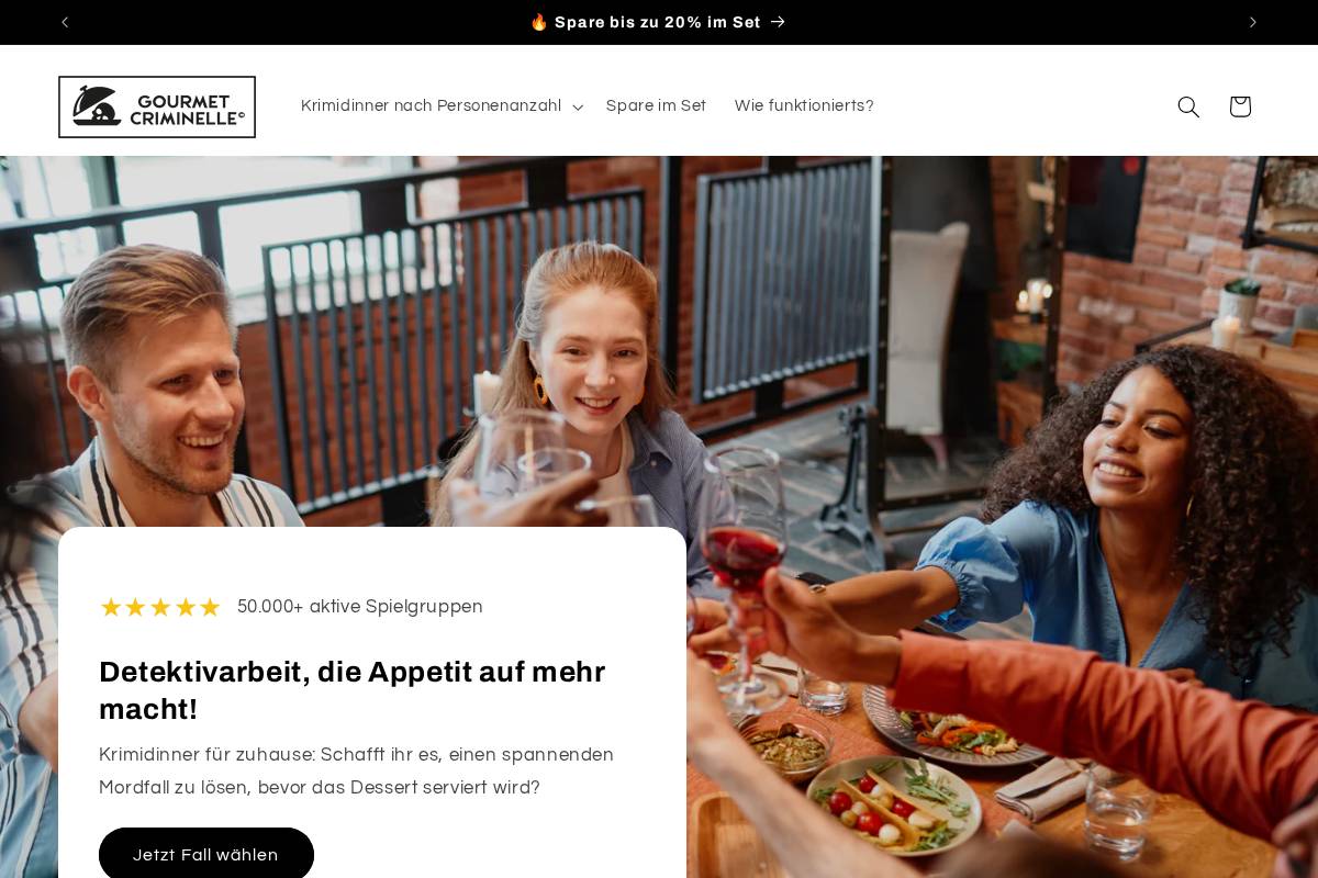 Gourmet Criminelle homepage screenshot