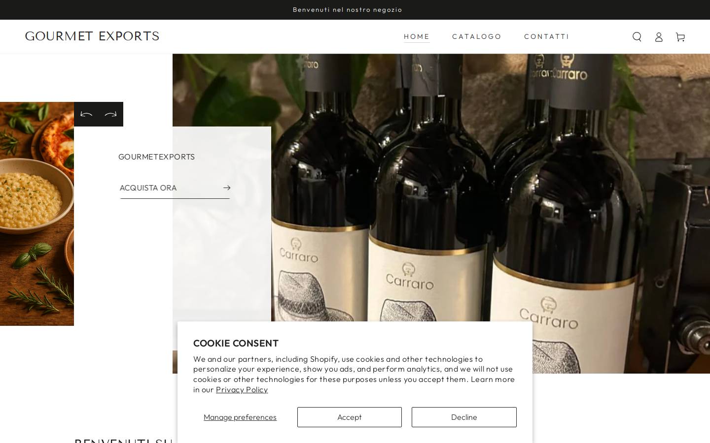 gourmetexports.com homepage screenshot