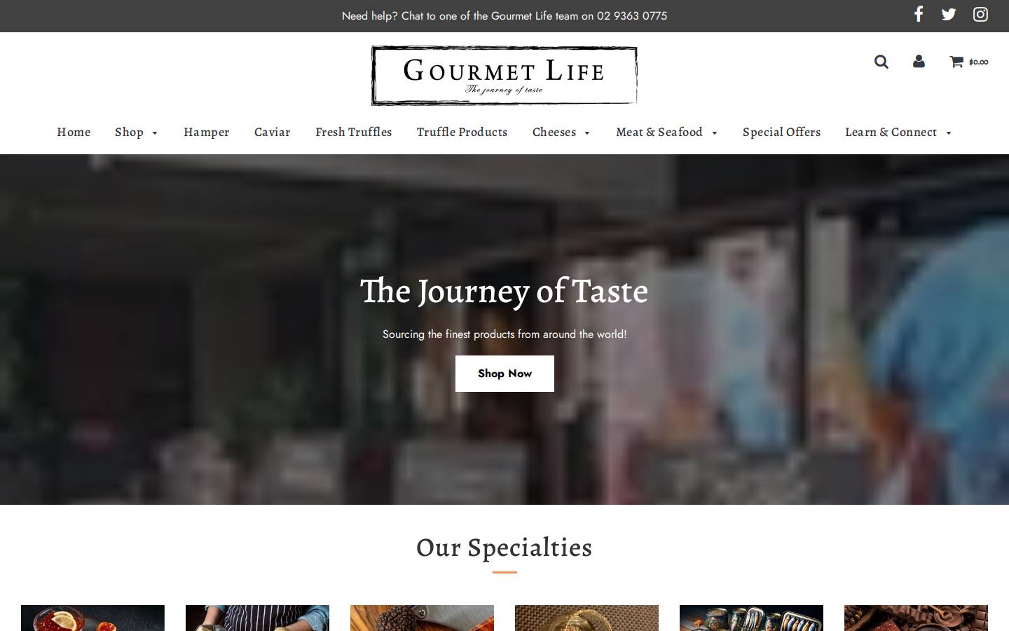 gourmetlife.com.au homepage screenshot