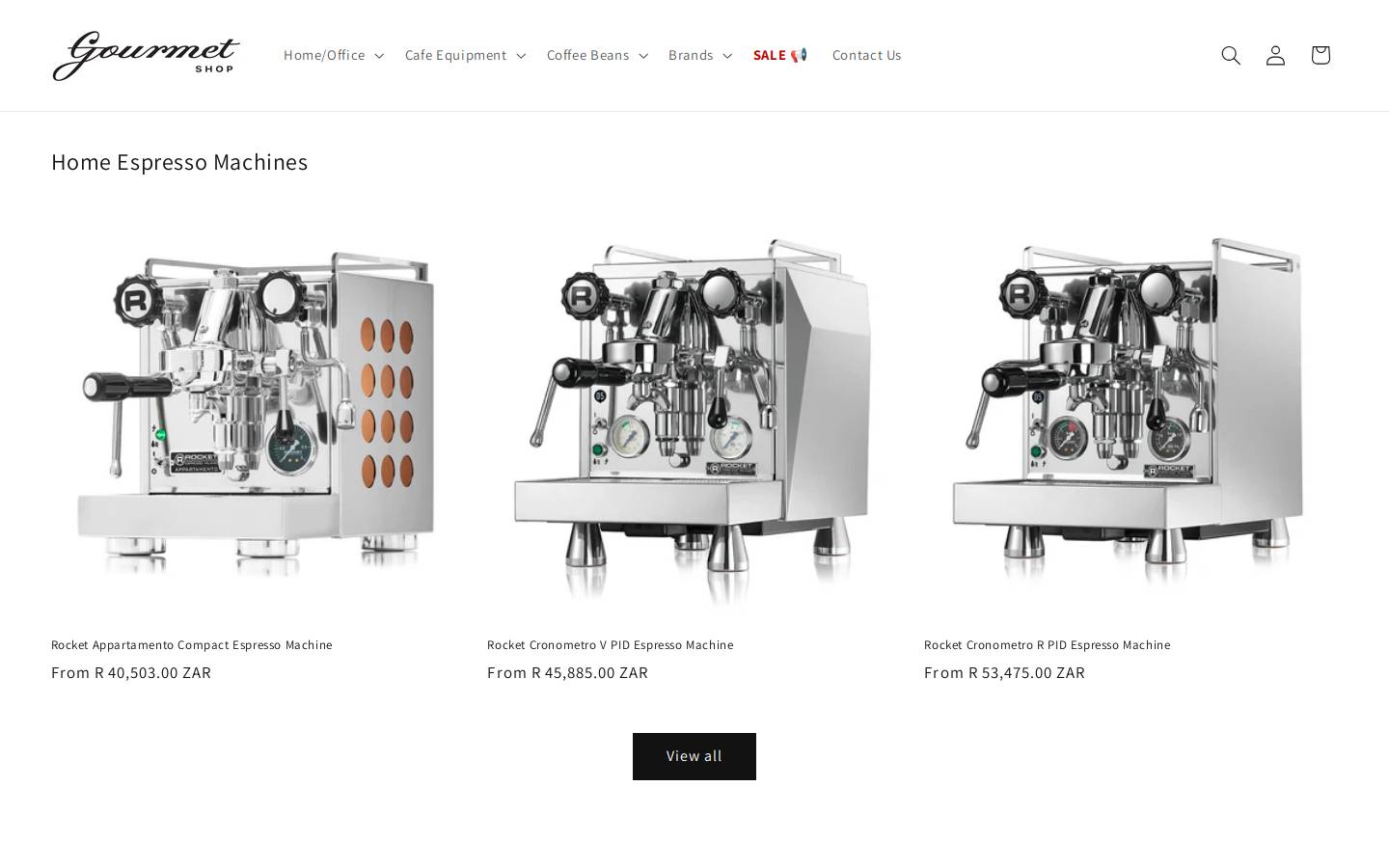 gourmetshop.co.za homepage screenshot