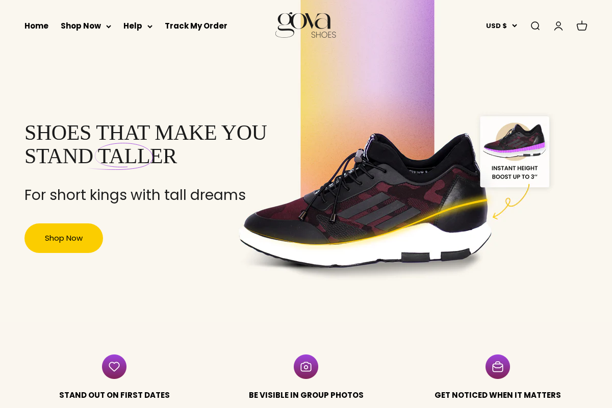 Gova Shoes homepage screenshot