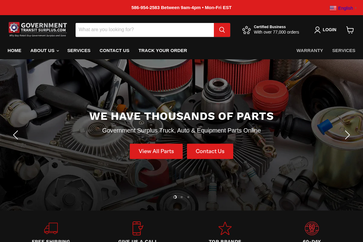 governmenttransitsurplus.com homepage screenshot