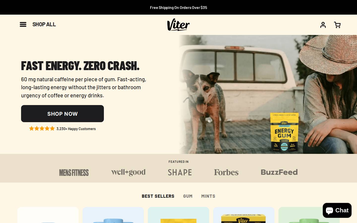 Viter Energy Mints homepage screenshot