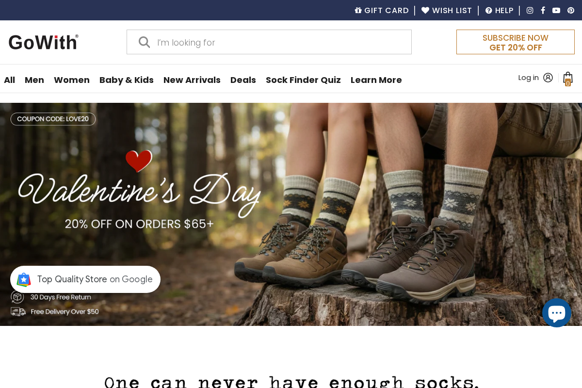GoWith Socks homepage screenshot