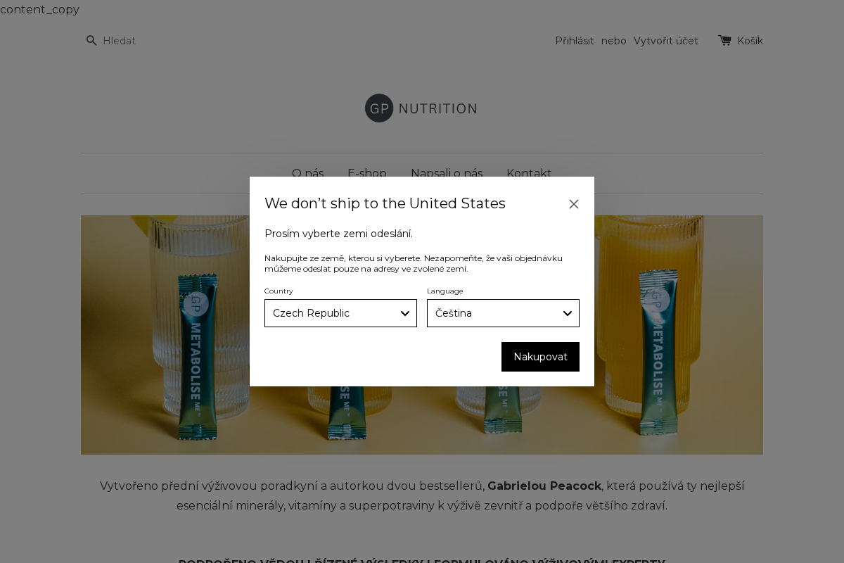 GP Nutrition homepage screenshot