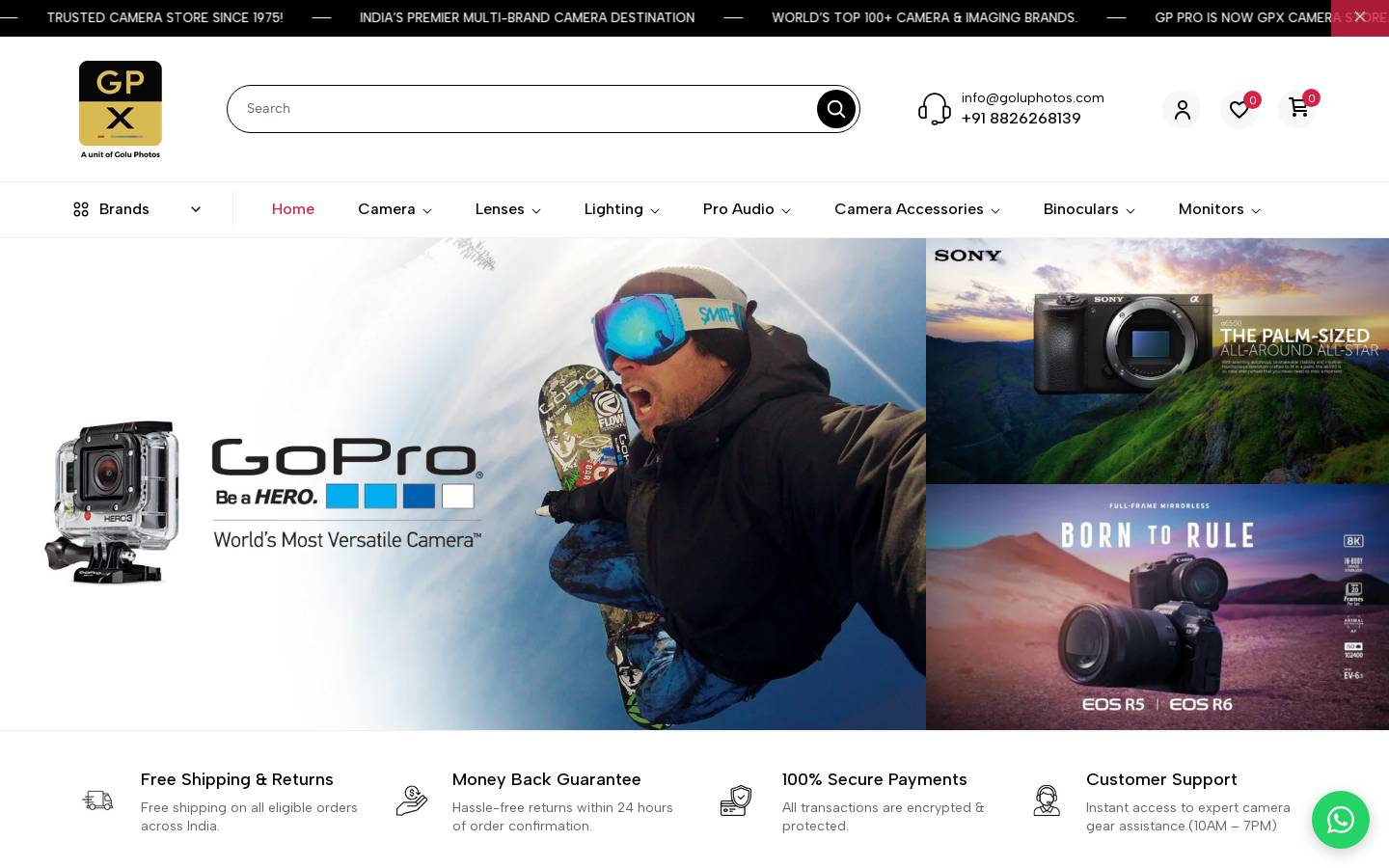 gpxcamerastore.com homepage screenshot