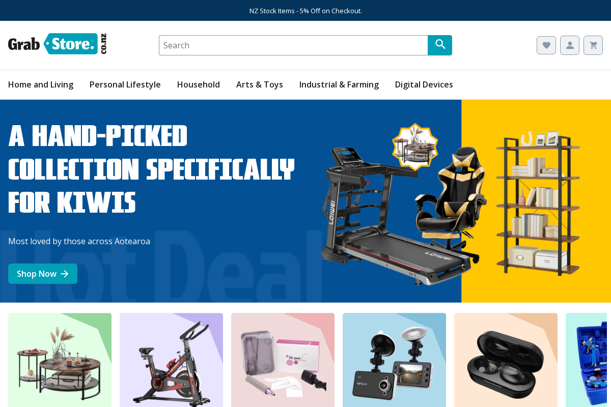 Grabstore homepage screenshot