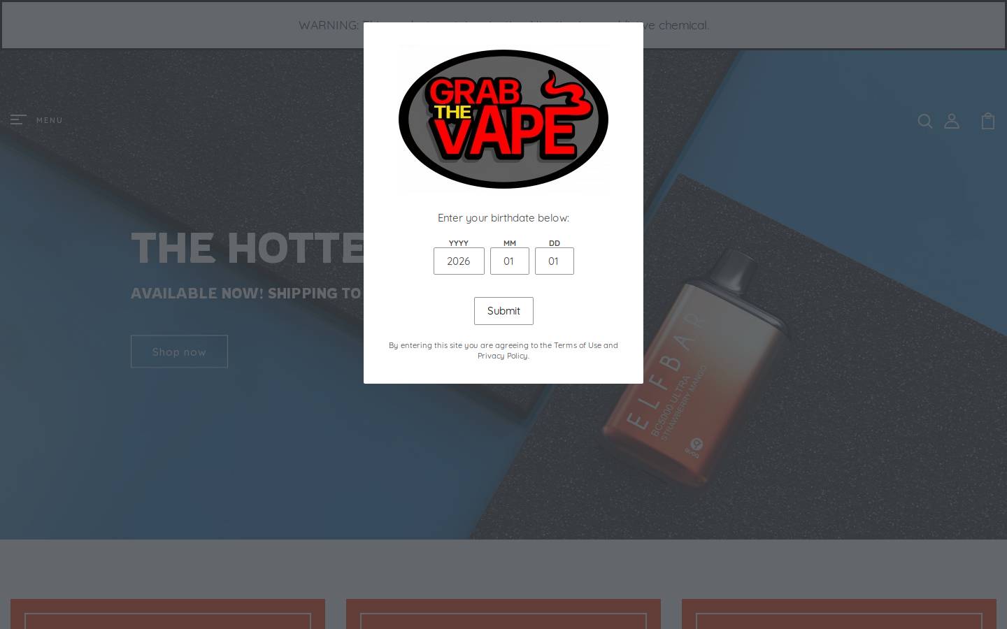 grabthevape.com homepage screenshot
