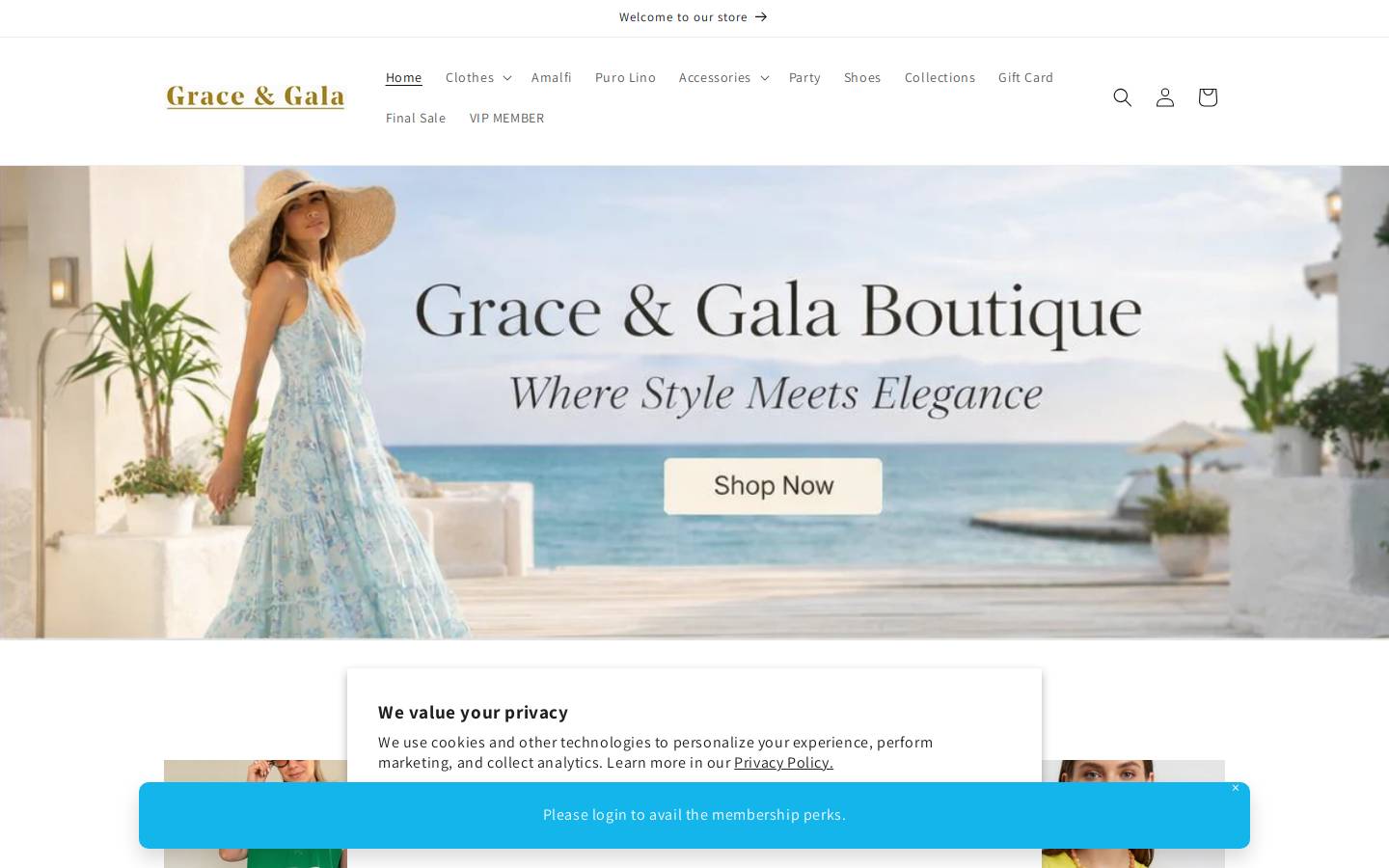 graceandgala.com homepage screenshot