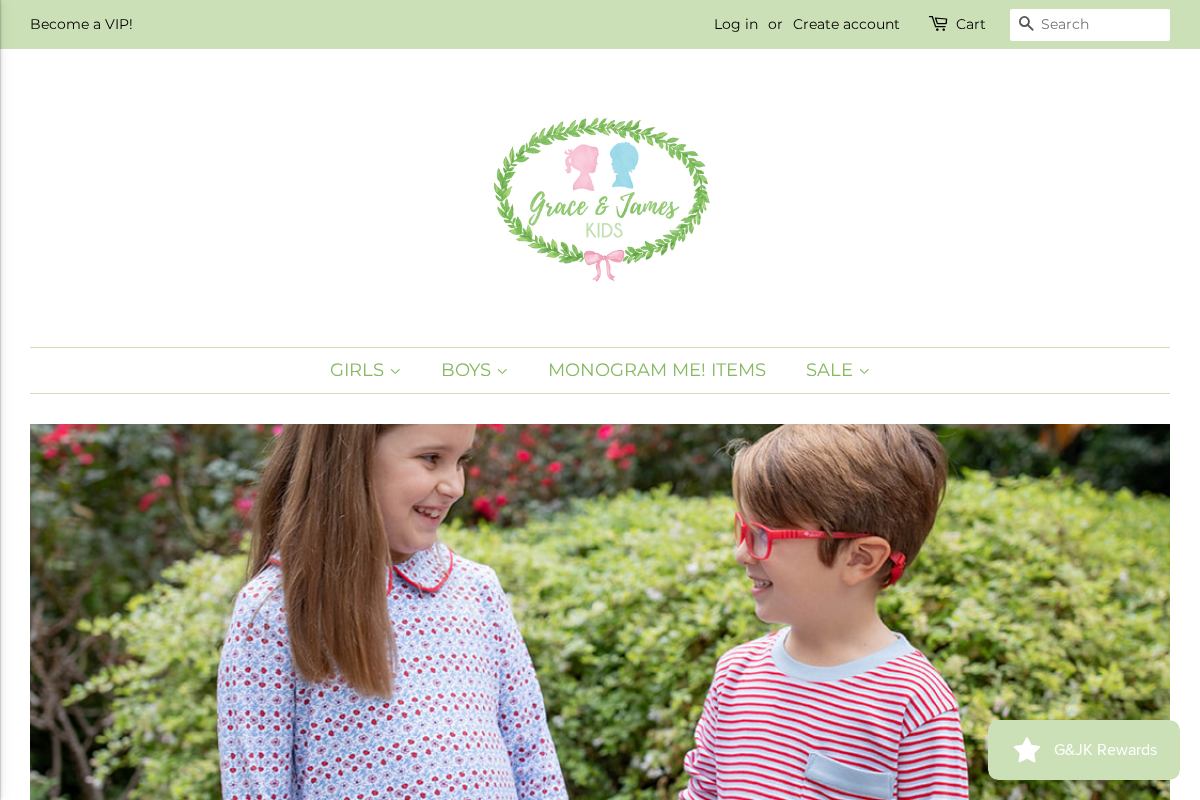 Grace & James Kids homepage screenshot