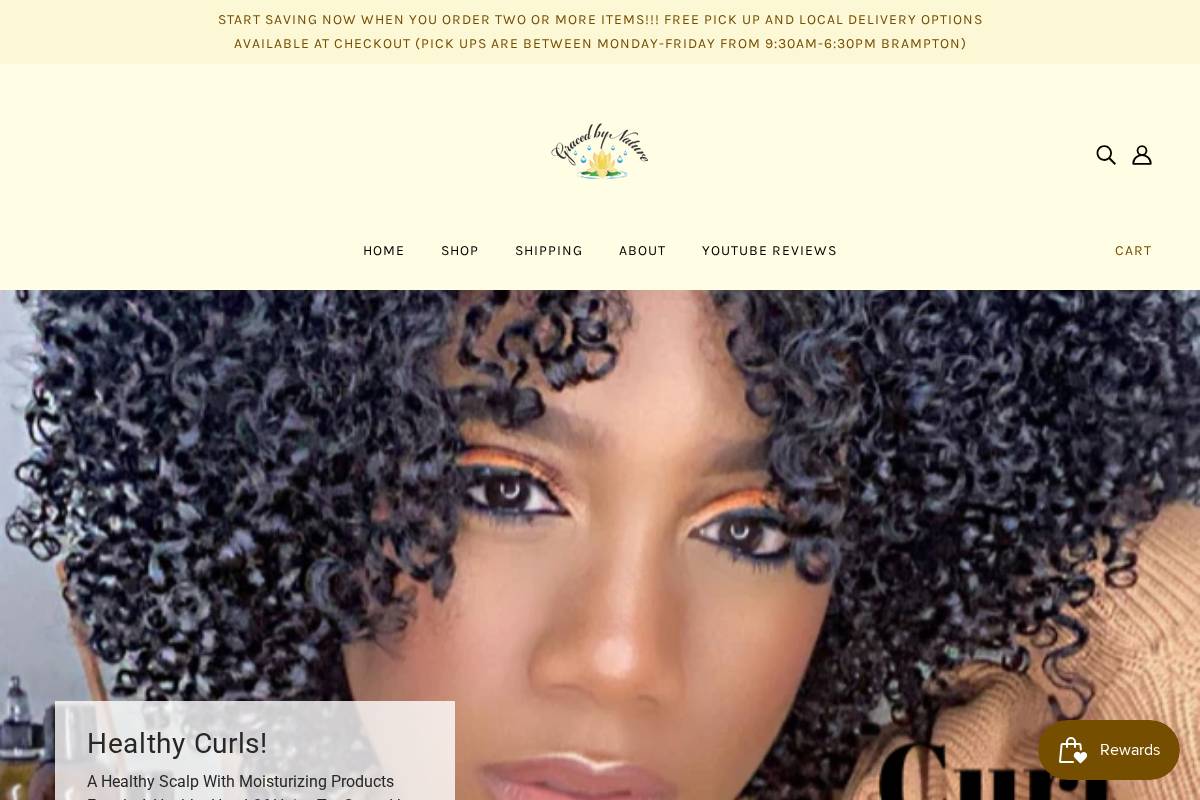 gracedbynature.com homepage screenshot