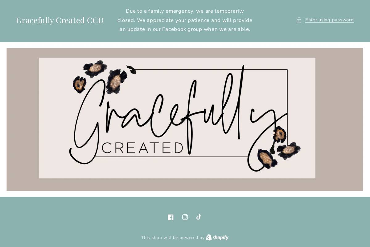 gracefullycreatedccd.com homepage screenshot