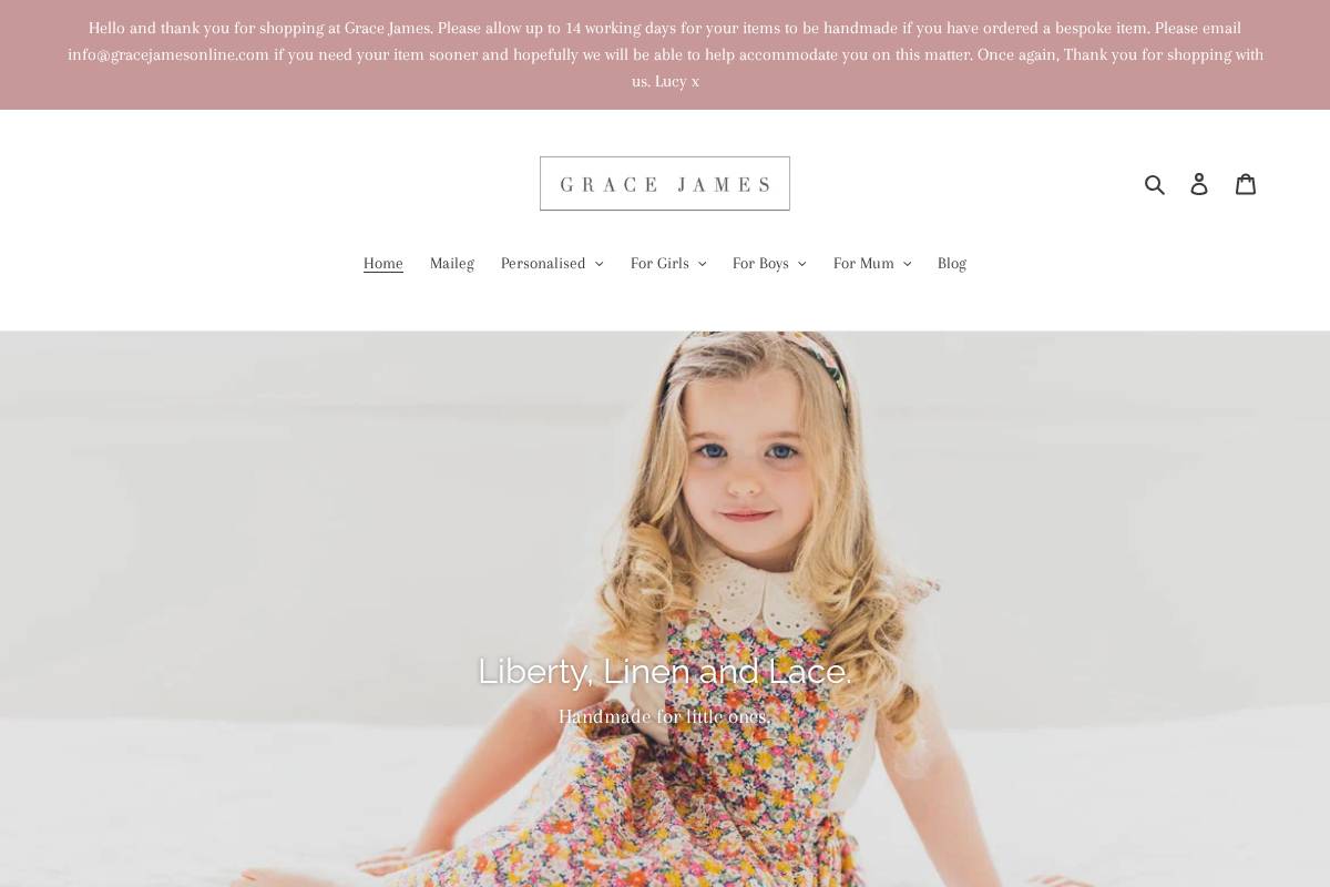 gracejamesonline.com homepage screenshot