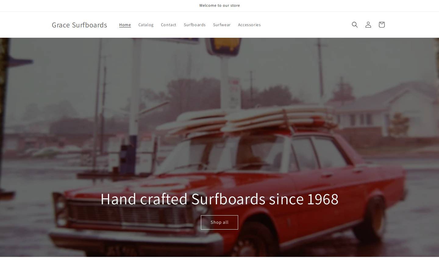 gracesurfboards.com homepage screenshot