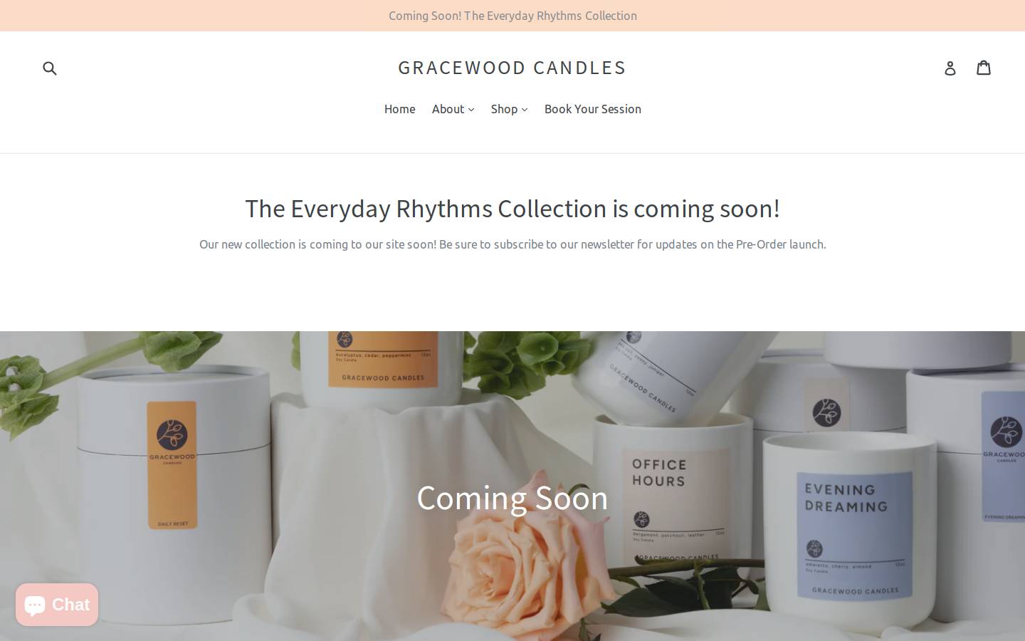 gracewoodcandles.com homepage screenshot