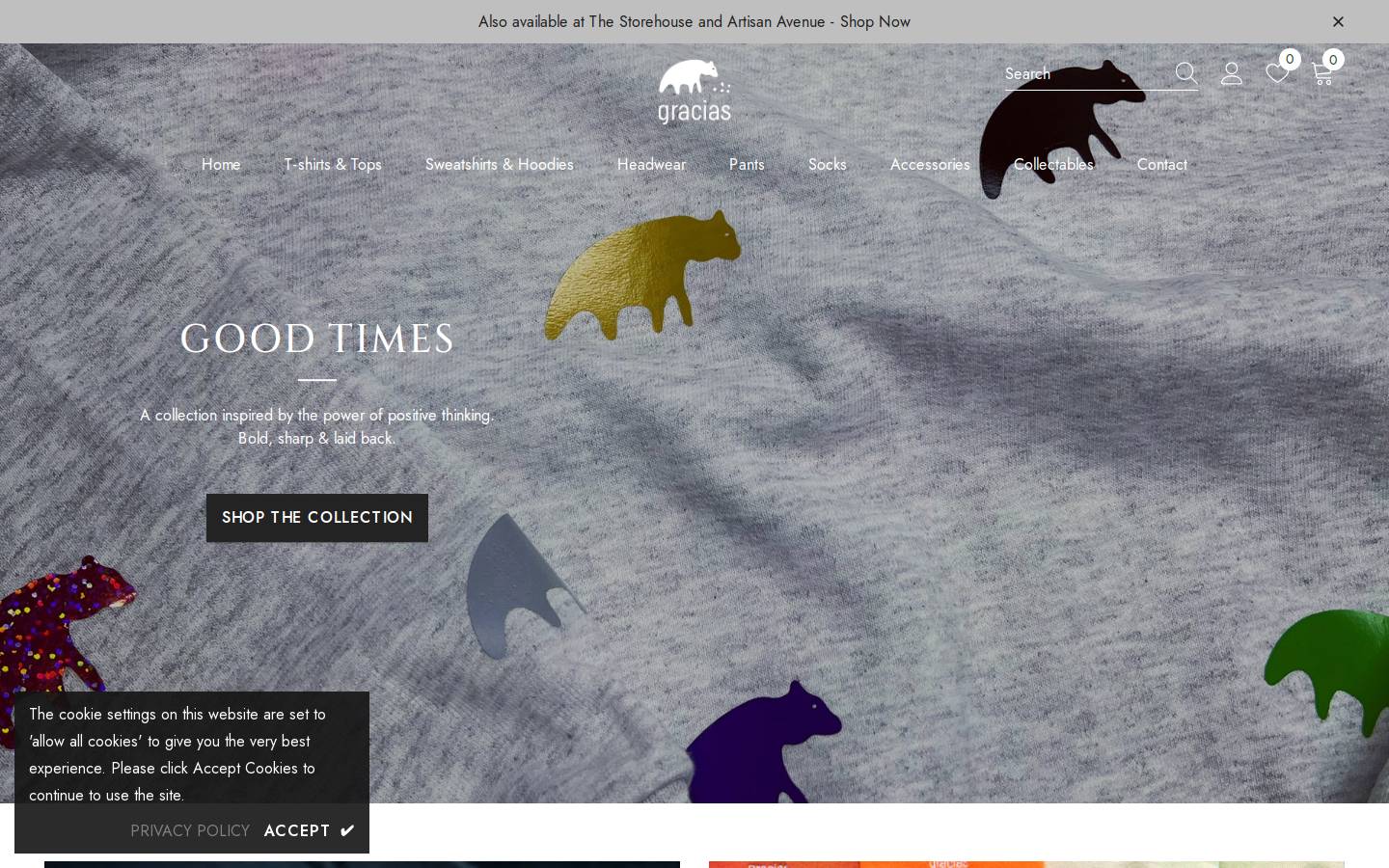 gracias-clothing.com homepage screenshot
