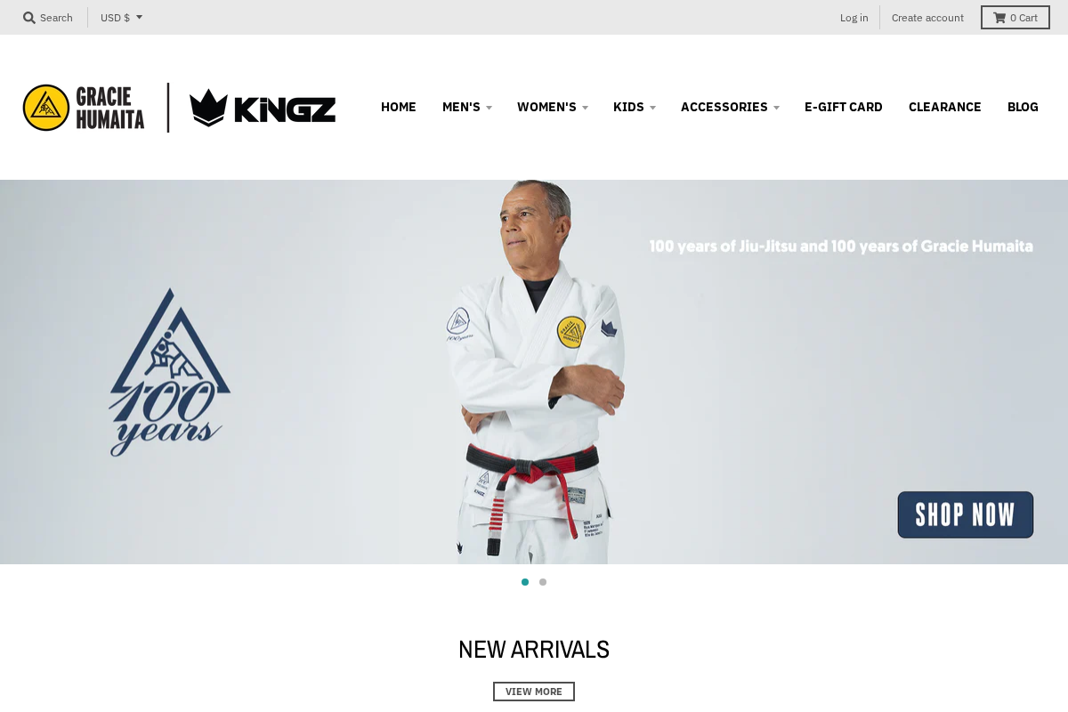 Gracie Humaita Store homepage screenshot