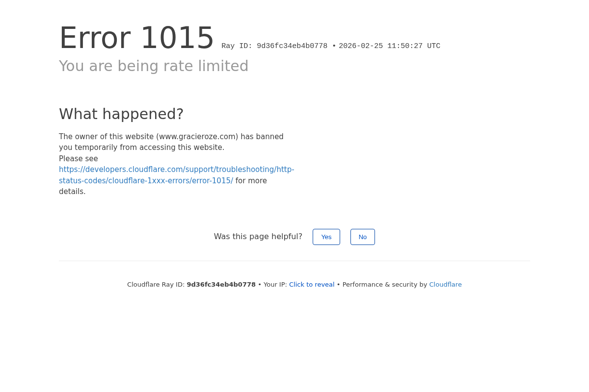 gracieroze.com homepage screenshot