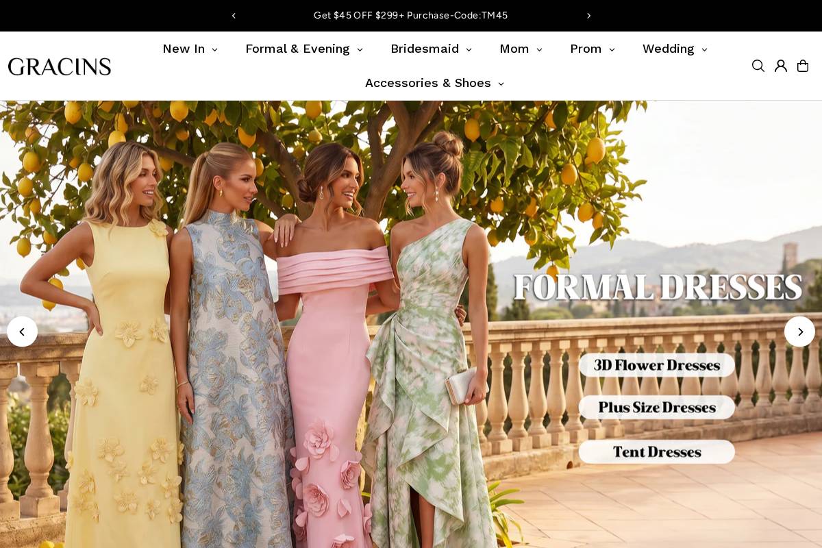 Gracins homepage screenshot