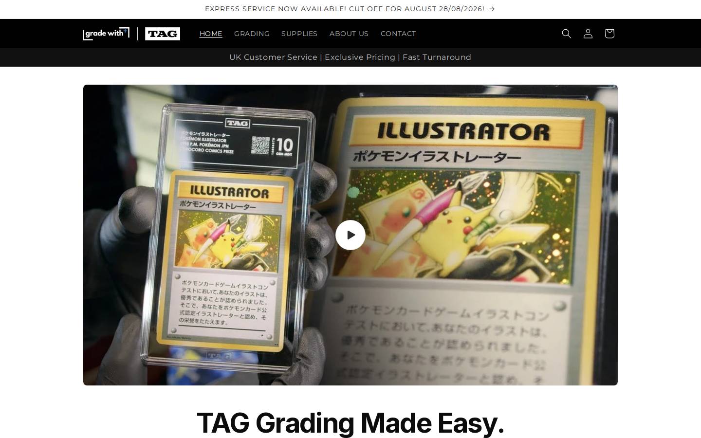 Grade With TAG homepage screenshot