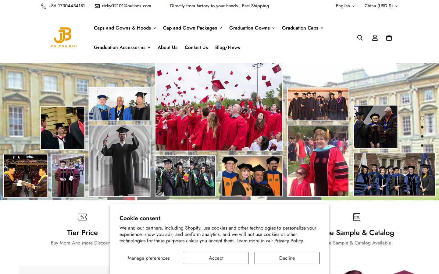 graduationcapgown.com homepage screenshot