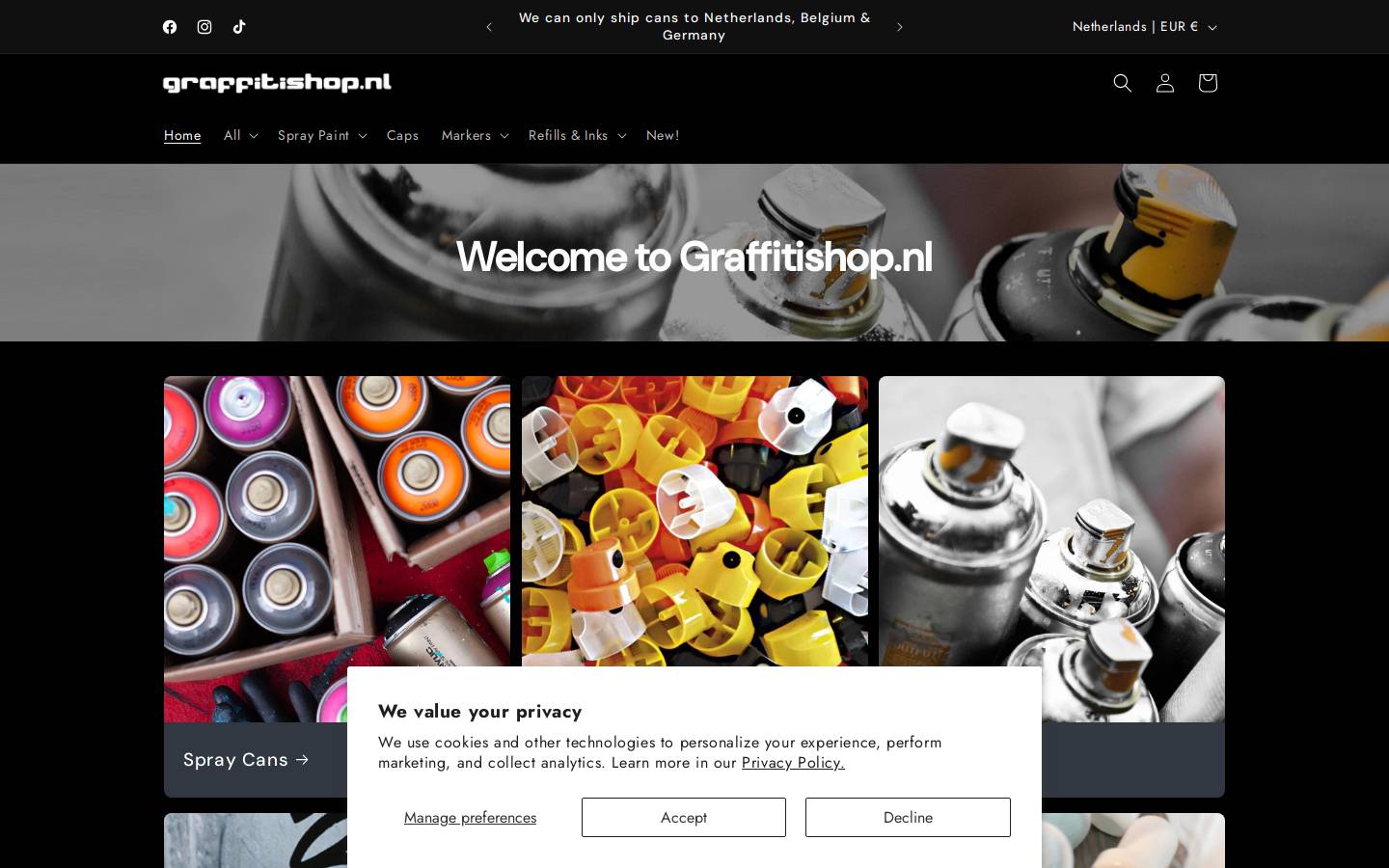 graffiti-shop.nl homepage screenshot