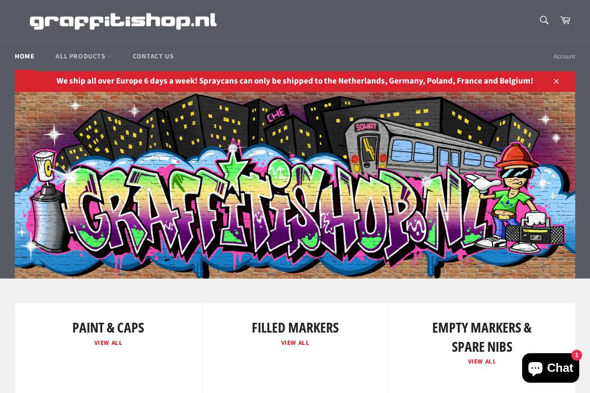 Graffitishop homepage screenshot