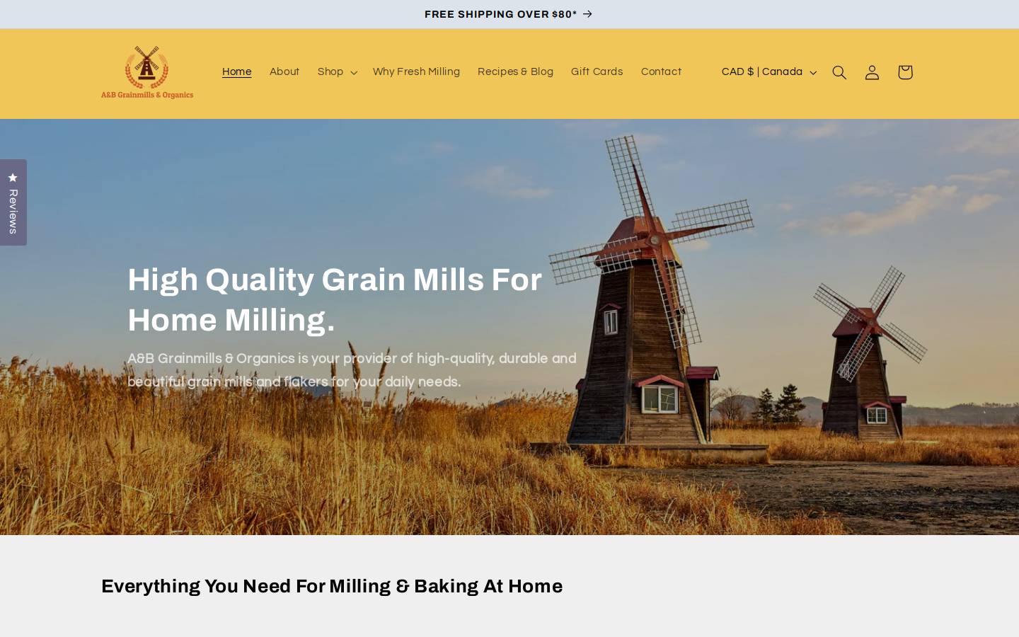grainmillsandorganics.ca homepage screenshot