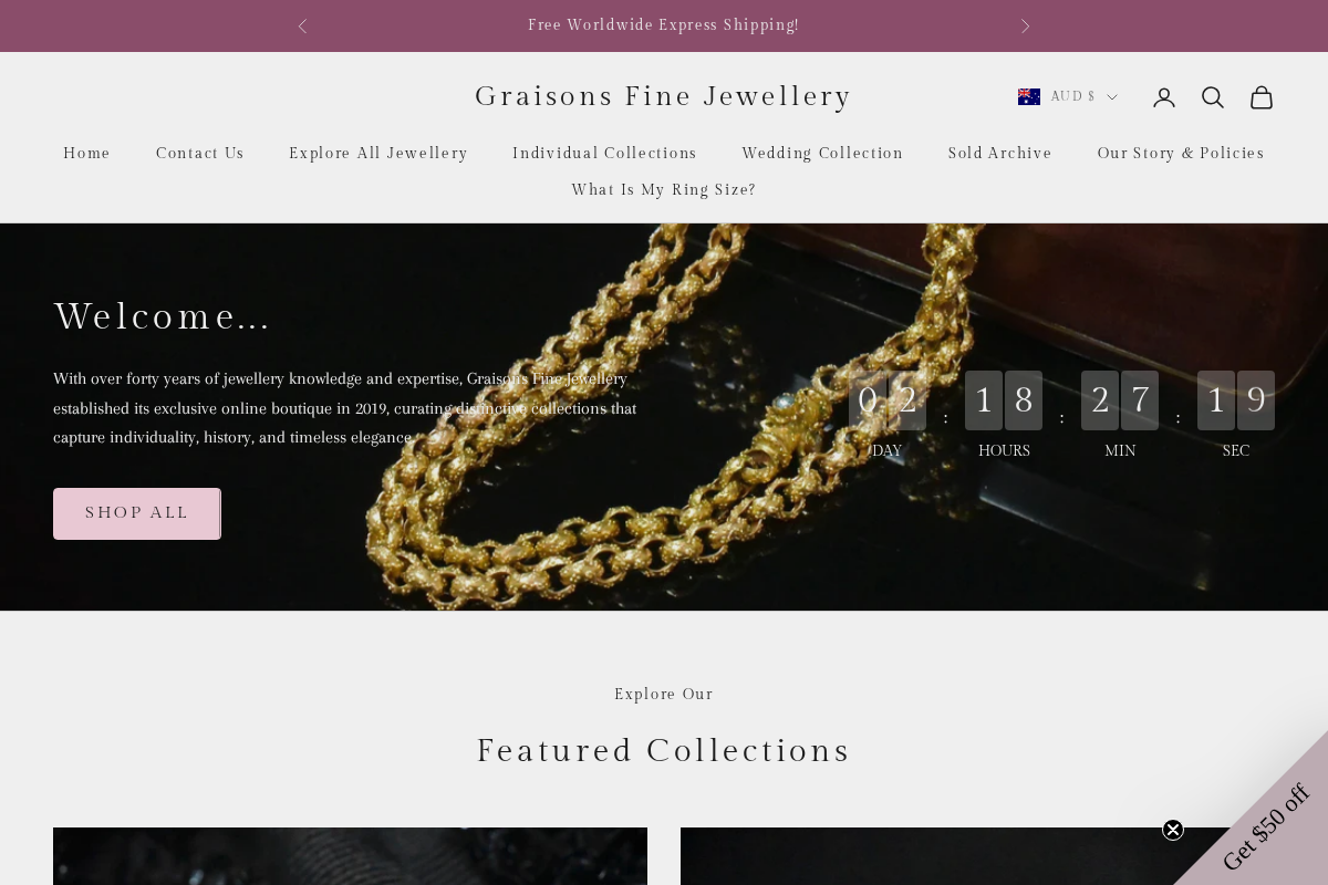 Graisons Fine Jewellery homepage screenshot