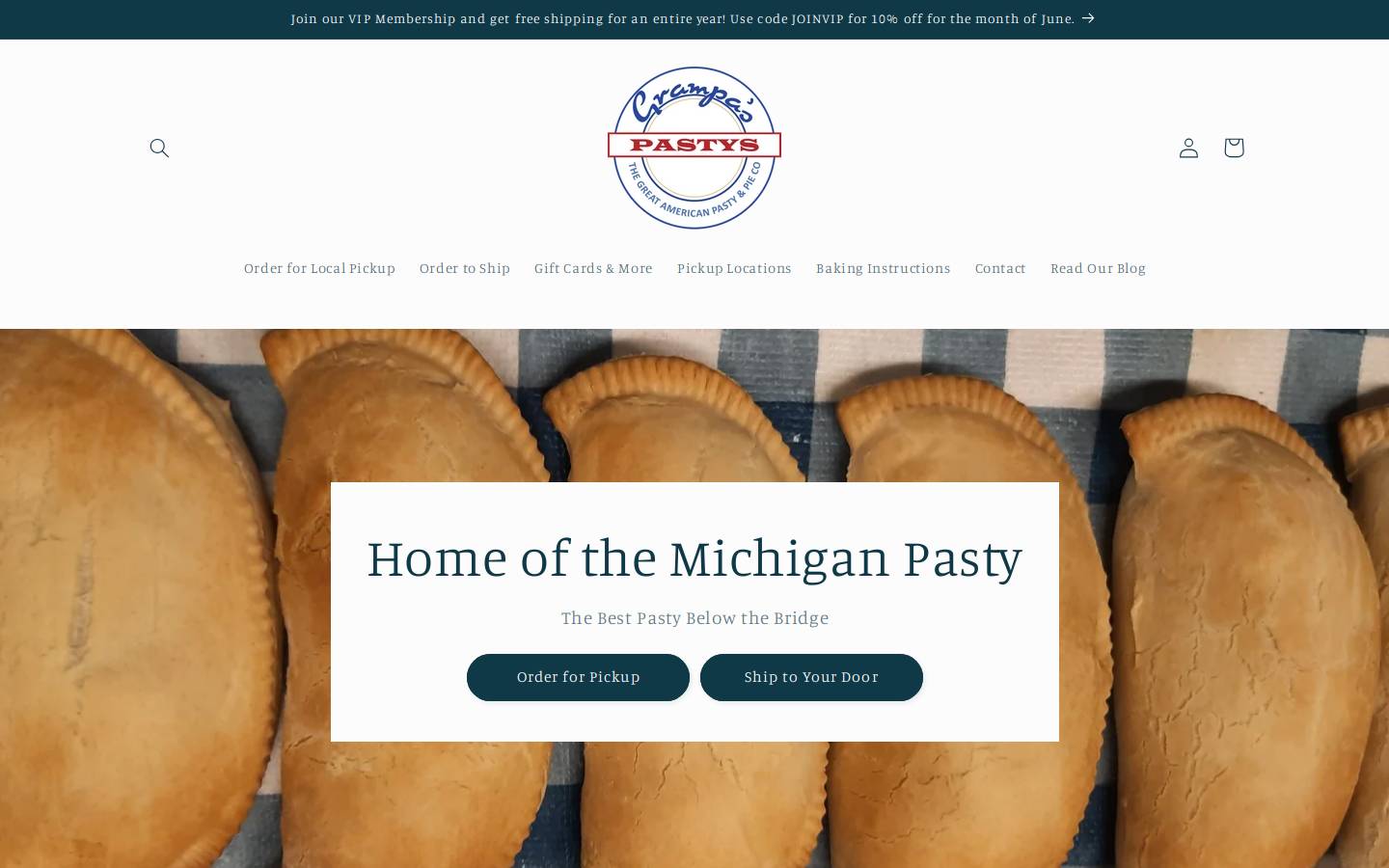grampaspastys.com homepage screenshot