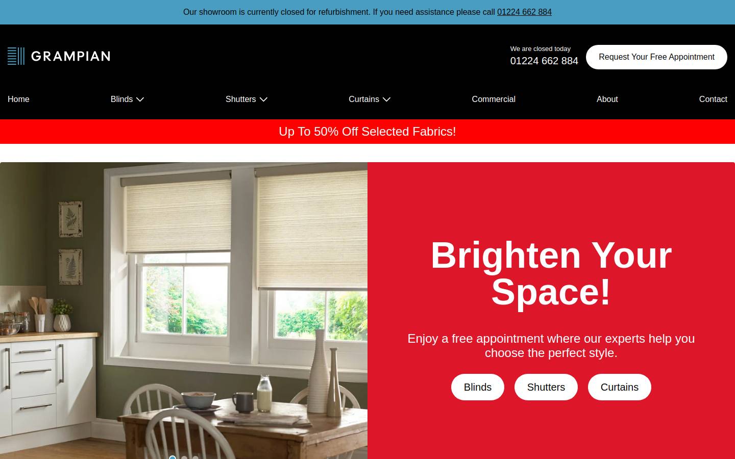 Grampian Blinds Ltd  homepage screenshot
