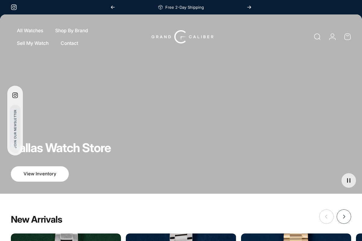 Grand Caliber homepage screenshot