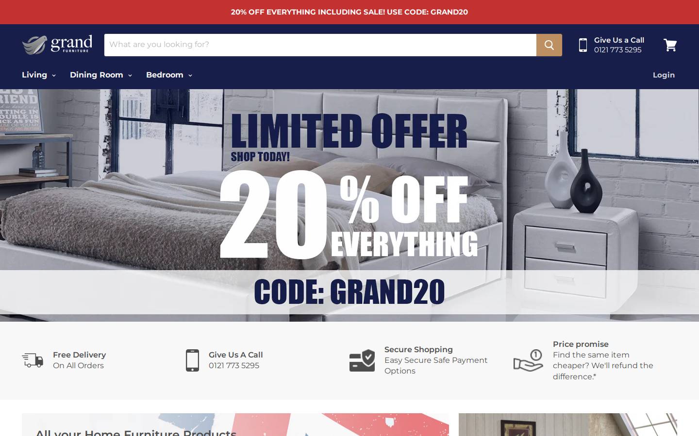 Grand Furniture homepage screenshot
