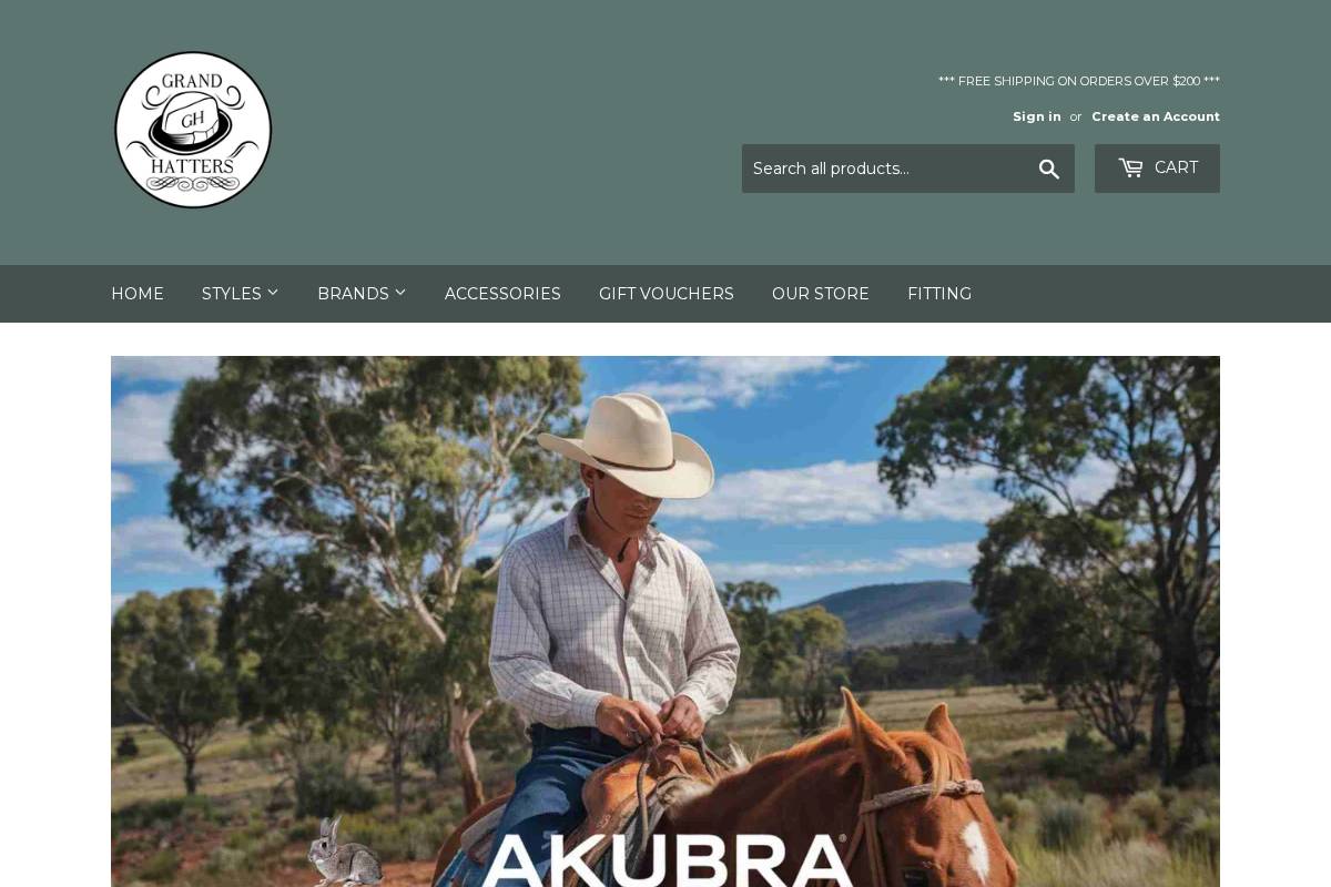 grandhatters.com.au homepage screenshot