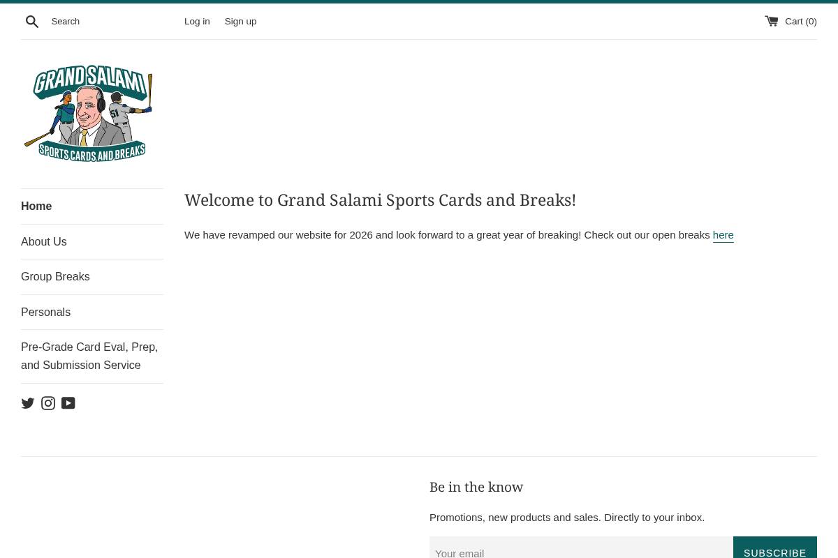 grandsalamisportscards.com homepage screenshot