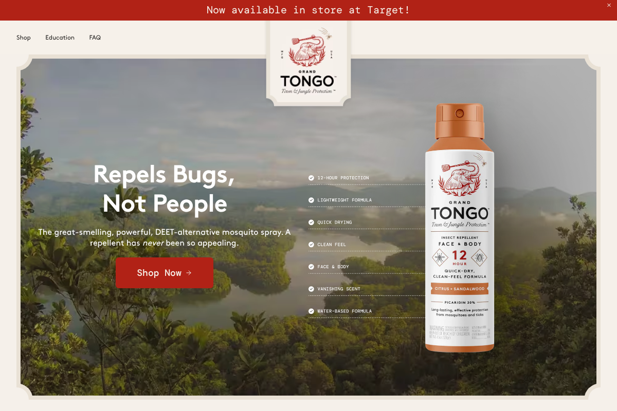 Grand Tongo homepage screenshot